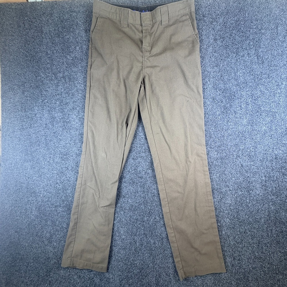 Dickies Flex Chino Pants Boys 28x30‎ Olive Green Cotton Casual Slim Taper Leg